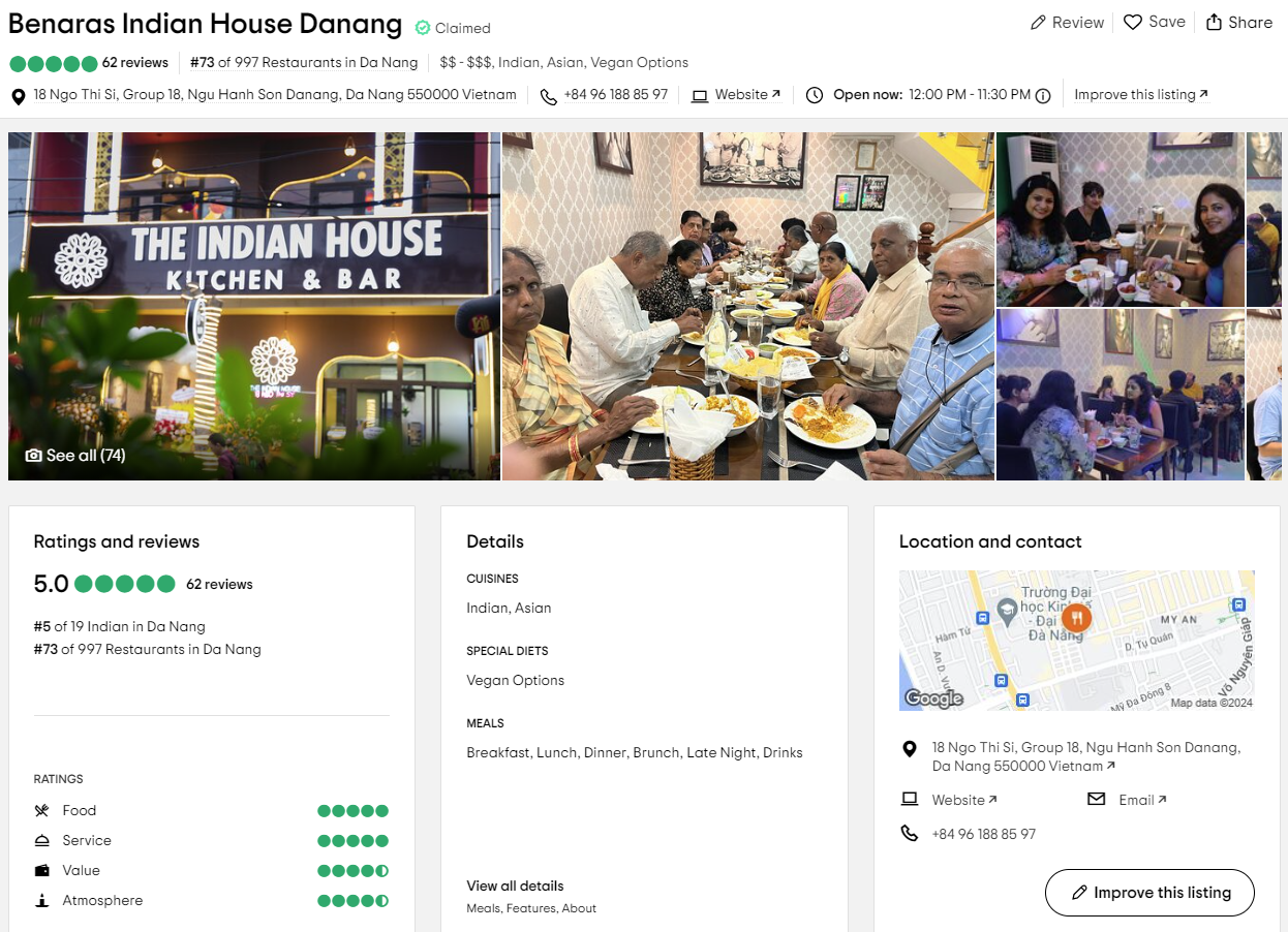benaras indian house da nang